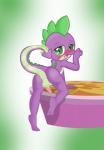 absurd_res anthro anus blush butt dragon embarrassed erection fangs femboy friendship_is_magic genitals green_eyes hasbro hi_res hindpaw hisexpliciteditor looking_at_viewer looking_back male my_little_pony mythological_creature mythological_scalie mythology nude open_mouth paws penis pose pupils purple_body purple_scales pyruvate raised_tail rear_view scales scalie slit_pupils solo spike_(mlp) spines tail teeth third-party_edit tongue