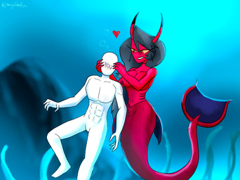 abs black_hair blush blush_lines breasts choker detailed_background dipstick_horn duo featureless_crotch featureless_face female genitals hair hand_on_another's_head hand_on_head heart_symbol horn jewelry long_hair long_tail male male/female mermaid_tail multicolored_horn muscular muscular_male navel necklace nipples nude nude_female nude_male pecs red_body red_eyes red_gills red_scales red_skin red_tail scales small_waist smile split_form tail text twitter_handle underwater vulva waist_gills water white_body wide_hips yellow_sclera thegiftedfire hellaverse helluva_boss anon kiki_(helluva_boss) aquatic human humanoid humanoid_merfolk mammal merfolk succubus 2025 artist_name hi_res