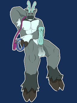 2_toes 3_fingers animal_genitalia animal_penis anthro antlers armpit_hair beard blue_antlers blue_penis body_hair collar digitigrade equine_genitalia equine_penis erection facial_hair feet fingers flared_penis fur genitals grey_body grey_fur holding_collar holding_leash holding_object hooves horn knot leash looking_at_viewer male muscular outline penis sitting smile solo toes onomanu kasch_(unamono) deer mammal new_world_deer reindeer 3:4 absurd_res alpha_channel digital_drawing_(artwork) digital_media_(artwork) hi_res