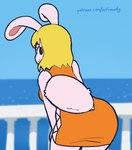 anthro big_butt blonde_hair brown_eyes butt clothing dress female fur hair one-piece_dress orange_clothing orange_dress rabbit_ears scut_tail shaking_butt short_tail solo tail thick_tail thick_thighs white_body white_fur oofrowdy one_piece carrot_(one_piece) animal_humanoid humanoid lagomorph lagomorph_humanoid leporid leporid_humanoid mammal mammal_humanoid rabbit rabbit_humanoid animated short_playtime