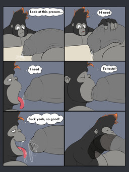 anthro anthro_on_anthro anthro_penetrated anthro_penetrating anthro_penetrating_anthro balls becoming_erect big_balls big_penis bodily_fluids deep_throat duo fellatio flaccid foreskin fur genital_fluids genitals half-erect hand_on_penis holding_penis huge_balls huge_penis humanoid_genitalia humanoid_penis hyper hyper_balls hyper_genitalia hyper_penis internal internal_oral leaking_precum licking_precum male male/male male_penetrated male_penetrating male_penetrating_male nude open_mouth oral oral_penetration partially_retracted_foreskin penetration penile penile_penetration penis precum precum_on_tongue precum_puddle saliva saliva_on_penis saliva_string sex simple_background smile teeth text thought_bubble tight_foreskin tongue tongue_out vein veiny_penis unrealrui illumination_entertainment sing_(movie) big_daddy_(sing) ape gorilla haplorhine mammal primate absurd_res comic digital_media_(artwork) english_text hi_res incest_(lore)