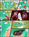 4:5 bodily_fluids cheerilee_(mlp) comic cutie_mark drooling duo earth_pony english_text equid equine fangs female feral friendship_is_magic fur green_body green_eyes green_fur gtsdev hair hasbro hi_res horn horse lying lyra_heartstrings_(mlp) mammal my_little_pony open_mouth pony purple_body purple_fur saliva size_difference standing teeth text tongue tongue_out vore yellow_eyes