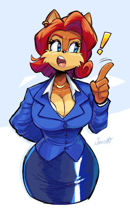 anthro big_breasts blue_eyes bottomwear breasts cleavage clothed clothing ear_piercing female jewelry lawyer necklace open_blouse piercing skirt solo jamoart archie_comics sega sonic_the_hedgehog_(archie) sonic_the_hedgehog_(comics) sonic_the_hedgehog_(series) sally_acorn sally_mcacorn chipmunk ground_squirrel mammal rodent sciurid hi_res