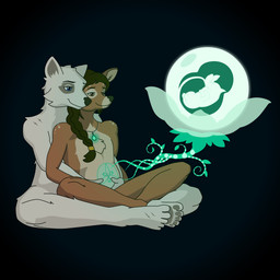 anthro braided_hair cuddling female group hair heartbeat hug jewelry magic male necklace pregnant pregnant_female romantic romantic_couple scar ultrasound dephacious amberdoe canid canine canis deer mammal wolf 1:1 animated hi_res
