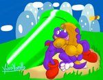 anthro big_penis genitals huge_penis hyper hyper_genitalia hyper_penis male muscular muscular_male paws penis solo yaboivanillo mario_bros nintendo super_mario_world rex_(mario) digital_media_(artwork)