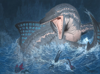 ambiguous_gender blue_eyes feral feral_focus fin group looking_down open_mouth red_eyes size_difference solo_focus swimming teeth tongue water john_tedrick hasbro magic:_the_gathering wizards_of_the_coast animal_humanoid aquatic aquatic_humanoid humanoid scalie species_request 2022 absurd_res hi_res official_art