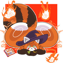 anthro big_butt book butt clothing fur hat headgear headwear huge_butt hyper hyper_butt looking_pleasured male solo spellbook wizard_hat digitalkibou skyler_(queerlamb) ailurid mammal red_panda hi_res