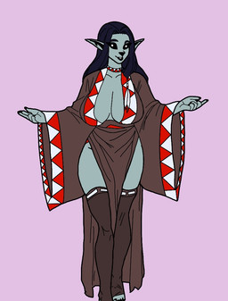 anthro black_eyes blue_body blue_skin breasts clothed clothing female pink_background simple_background solo yula_(dagreatwaffle) dagreatwaffle clone_wars star_wars nelvaanian
