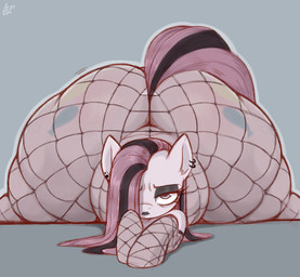 alternative_fashion big_butt bodysuit bottom_heavy butt clothing cutie_mark ear_piercing female feral fishnet_bodysuit fishnet_clothing fishnet_skinsuit goth hair huge_butt huge_hips huge_thighs hyper hyper_butt hyper_hips hyper_thighs lips long_hair lying makeup mascara on_front piercing skinsuit solo straight_hair tail thick_thighs tight_clothing wide_hips aer0_zer0 friendship_is_magic hasbro my_little_pony pinkamena_(mlp) pinkie_pie_(mlp) earth_pony equid equine horse mammal pony absurd_res hi_res