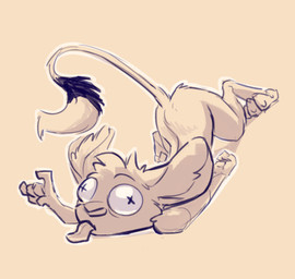 ambiguous_gender anthro biped death lying nude on_front solo tongue tongue_out vent_art x_eyes animancer luck_(animancer) dipodid jerboa mammal rodent hi_res monochrome