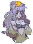 anthro bra breasts buckteeth cleavage clothed clothing crown female grey_body grey_hair grey_skin hair headgear long_hair looking_at_viewer smile solo teeth underwear undressing unknown_artist towergirls mouse_princess mammal mouse murid murine rodent 3:4