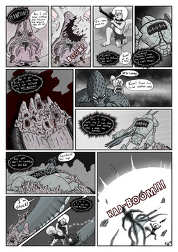 anthro biped body_horror breasts clothed clothing dialogue explosion female gore group machine macro male muscular muscular_male size_difference speech_bubble tentacles text thick_thighs stillinthesimulation nickelodeon spongebob_squarepants patrick_star sandy_cheeks squidward_tentacles aquatic asterozoan cephalopod echinoderm mammal mollusk robot rodent sciurid starfish tree_squirrel absurd_res comic english_text hi_res