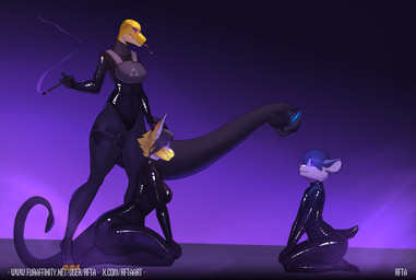 anthro drone dronification empty_eyes female hypnosis hypnotic_eyes latex male mind_control vape_pen rfta fallout microsoft jacqueline_le_maitre kayz_(snepkayz) tidko felid mammal night_stalker_(fallout) pantherine python reptile scalie snake snow_leopard absurd_res hi_res