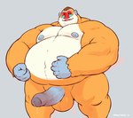 anthro balls beard belly biceps big_balls big_belly big_penis blush bodily_fluids erection facial_hair foreskin fur genital_fluids genitals hair male moobs musclegut muscular nipples nude overweight overweight_anthro overweight_male pecs penis precum solo manlyster animal_crossing nintendo boone_(animal_crossing) haplorhine mammal mandrill monkey old_world_monkey primate hi_res