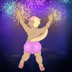 anthro big_butt blonde_hair brown_body brown_ears brown_eyes brown_fur brown_nose brown_tail butt clothing fireworks fur hair hands_above_head happy holidays jumping male multicolored_body multicolored_clothing multicolored_fur multicolored_hair multicolored_underwear pawpads pink_clothing pink_hair pink_pawpads pink_underwear rear_view shotadonk smile solo tail tan_body tan_fur tan_tail thick_thighs two_tone_body two_tone_clothing two_tone_fur two_tone_hair two_tone_tail two_tone_underwear underwear white_clothing white_underwear young young_anthro young_male dasherslash new_year new_year_2024 andy_(dasherslash) mammal mustelid otter 1:1 2023 digital_media_(artwork) hi_res