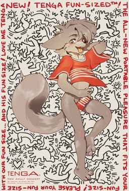 4_toes ambiguous_gender anthro barefoot bottomless claws clothed clothing curling_toes feet fur grey_arms grey_body grey_ears grey_feet grey_fingers grey_fur grey_hair grey_hands grey_legs grey_soles grey_tail grey_toe_claws grey_toes hair looking_at_viewer male navel penetrable_sex_toy red_clothing red_shirt red_text red_topwear sex_toy shirt soles solo tail teeth text toe_claws toes tongue tongue_out topwear young young_anthro young_male harmarist keith_haring tenga alex_(harmarist) canid canine canis mammal wolf 2025 hi_res male_(lore)
