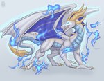 angry belly blue_belly feral fire membrane_(anatomy) membranous_wings tail white_body wings mothrianna mythology aether deity dragon mythological_creature mythological_scalie scalie hi_res