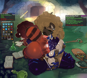 afro anal anal_fisting anal_penetration anal_prolapse anal_storage anal_tugging animal_genitalia anthro ball_gag big_breasts black_sclera book breasts brown_body brown_fur carrying_another cavity_storage chastity_cage chastity_device clothing coin cum_in_chastity_cage cum_while_chaste cursed_equipment dungeon duo ear_piercing ear_ring fingering fisting flat_chastity_cage forest fur gag gagged gameplay_mechanics genitals gold_(metal) gold_chastity_cage gold_chastity_device gold_coin gynomorph hair ineffective_clothing intersex inventory_screen large_penetration legwear melee_weapon metal_chastity_cage pained_expression penetration piercing plant potion_bottle prolapse raised_tail ring_piercing sheath sheath_fingering sheath_play shrub stockings sword tail text treasure_in_ass treasure_insertion tree wand weapon wearing_chastity_cage wearing_chastity_device splashyu dany_(danafterdark) gambaina_(character) hyena mammal absurd_res english_text hi_res