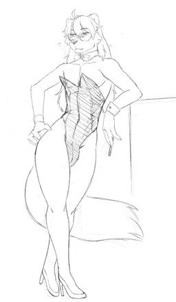 against_surface anthro arm_tuft bodysuit bow_tie bulge cheek_tuft cigarette clothing collar cuffs_(clothing) elbow_tuft eyebrow_through_hair eyebrows facial_tuft femboy footwear hair high_heels holding_cigarette holding_object latex latex_bodysuit latex_clothing latex_skinsuit long_hair looking_aside male navel_outline neutral_expression shoes skinsuit solo tail tight_clothing translucent translucent_hair tuft wide_hips undercovernezha nezha_(undercovernezha) gulonine mammal marten mustelid musteline 2026 digital_drawing_(artwork) digital_media_(artwork) hi_res monochrome sketch