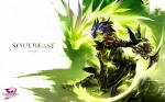 16:10 ambiguous_gender armor canid canine duo elemental_creature english_text female feral fern_hound flora_fauna green_body green_eyes green_theme guild_wars hi_res leaf mammal official_art plant sylvan_hound sylvari text unknown_artist white_eyes widescreen