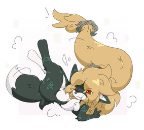 4_fingers accessory anthro big_tail biped black_nose blonde_hair blue_markings cosplay digitigrade dipstick_tail eye_through_hair eyebrow_through_hair eyebrows fangs female fingers fluffy fluffy_chest fluffy_tail fur grey_body grey_fur hair hair_accessory hair_tie head_tuft heart_(marking) holding_leg legs_up long_hair looking_at_viewer lying markings messy_hair motion_lines on_back open_mouth pupils rectangle red_eyes simple_background slit_pupils snaggle_tooth snout solo tail tail_markings tail_motion tailwag teeth thick_thighs tied_hair translucent translucent_hair tuft white_background white_body white_chest white_fur yellow_sclera conditional_dnp guzzlord420 nintendo the_legend_of_zelda twilight_princess averi_(fiddleafox) midna canid canine fox mammal red_fox true_fox 2026 absurd_res digital_drawing_(artwork) digital_media_(artwork) hi_res portrait shaded