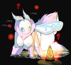 antennae_(anatomy) anthro areola arthropod_abdomen big_breasts blue_nipples bodily_fluids breasts female fluffy fluffy_tail fur genital_fluids hypnosis lamp mind_control multi_limb nipples nude peeing simple_background solo spiral spiral_eyes tail text thick_thighs urine watersports white_body wings raveneevee arthropod insect lepidopteran moth absurd_res digital_media_(artwork) english_text hi_res
