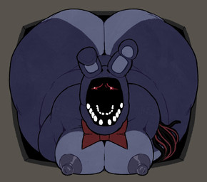 anthro big_butt big_nipples bow_tie bow_tie_only butt embarrassed fur grey_background long_ears male missing_arm moobs mostly_nude nipples overweight overweight_anthro overweight_male purple_body purple_fur red_bow_tie simple_background solo stuck through_wall wire ozziactive five_nights_at_freddy's five_nights_at_freddy's_2 scottgames withered_bonnie_(fnaf) lagomorph leporid mammal rabbit 2026 digital_drawing_(artwork) digital_media_(artwork) english_description