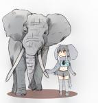 2019 absolute_territory african_bush_elephant african_bush_elephant_(kemono_friends) african_elephant ambiguous_gender animal_humanoid beady_eyes big_ears biped black_eyes blue_clothing blue_topwear blush bottomwear breasts brown_eyes clothed clothing crop_top duo elephant elephant_humanoid elephantid eyebrows female feral floppy_ears footwear front_view full-length_portrait fully_clothed grey_body grey_bottomwear grey_clothing grey_ears grey_footwear grey_hair grey_legwear grey_shoes grey_shorts grey_skin grey_socks grey_tail grey_theme hair hatching_(art) highlights_(coloring) human_and_animal_ears humanoid iceeye_ena japanese kemono_friends larger_ambiguous larger_feral legwear light_body light_skin looking_at_another looking_up mammal mammal_humanoid midriff multi_ear multicolored_hair necktie portrait proboscidean proboscidean_humanoid quadruped scarf shaded shadow shirt shoes shorts simple_background size_difference smaller_female smaller_humanoid smile socks standing tail tail_tuft tan_body tan_skin thigh_highs thigh_socks topwear trunk tuft tusks two_tone_hair white_background white_hair white_highlights