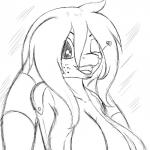 anthro big_breasts breasts cleavage clothed clothing female freckles heart_symbol huge_breasts looking_at_viewer non-mammal_breasts one_eye_closed open_mouth solo conditional_dnp suirano allin scalie 1:1 2016 hi_res monochrome sketch