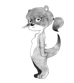 anthro barefoot biped chest_tuft fangs feet female hair navel paws ponytail side_view simple_background small_ears solo standing stretching stretching_arms teeth tuft whiskers white_background efradraws northwind_(efradraws) lon_(northwind) mammal mustelid otter absurd_res graphite_(artwork) hi_res monochrome sketch traditional_media_(artwork)