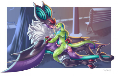 anal anal_penetration animal_genitalia anthro anus bench bodily_fluids butt duo erection eyes_closed french_kissing from_front_position genital_fluids genital_slit genitals green_body interspecies kissing knot knotted_penis leaking_precum licking_tongue male male/male male_penetrated male_penetrating male_penetrating_male nude open_mouth outdoor_nudity outside outside_sex park park_bench penetration penile penile_penetration penis plant pokephilia precum precum_while_penetrated romantic romantic_ambiance saliva saliva_on_tongue sex size_difference smaller_penetrated smile tail tongue tongue_out tree tinyghostly mythology nintendo pokemon jomagaher dragon gecko generation_6_pokemon lizard mythological_creature mythological_scalie noivern pokemon_(species) reptile scalie absurd_res digital_media_(artwork) hi_res