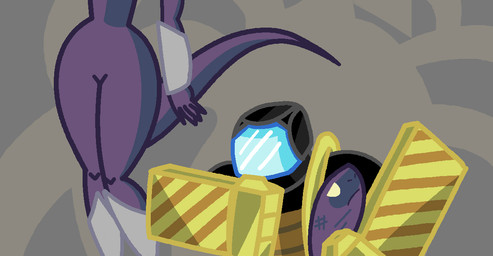 ambiguous_gender armor chokehold female group headlock male nude parody punch violence wide_hips unknown_artist risk_of_rain loader_(risk_of_rain) alien human humanoid lemurian mammal scalie 2015 animated