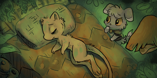 3_toes alternate_species ambiguous_gender anthro bed cheek_tuft chest_tuft cloak clothing dipstick_ears dipstick_tail duo ear_markings facial_tuft feet floppy_ears fur furniture grey_body grey_fur hair hair_over_eyes head_tuft hip_tuft leaf lying markings multicolored_ears on_bed on_side orange_sclera pillow pink_body pink_fur pseudo_hair semi-anthro tail tail_markings tail_tuft toes tuft shellyochunks nintendo pokemon tales_of_tabira garic_(tales_of_tabira) holly_julep meeka_(raindare) breloom espurr felid feline generation_1_pokemon generation_3_pokemon generation_6_pokemon legendary_pokemon mammal mew_(pokemon) pokemon_(species) 2017 2:1 female_(lore) male_(lore)