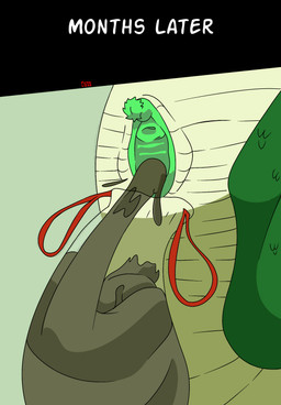 animal_genitalia anthro bag clitoris cloaca feces female genitals pooping solo trash_bag filthivore tera_the_titanoboa boa_(snake) prehistoric_species reptile scalie snake titanoboa hi_res