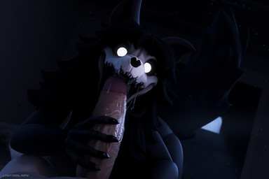 anthro big_penis black_body black_hair bodily_fluids bone claws dark duo dutch_angle erection faceless_character faceless_human faceless_male fangs fellatio female female_anthro first_person_view genital_danger_play genitals glowing glowing_eyes hair hand_on_penis holding_penis human_on_anthro human_pov inside interspecies long_hair looking_at_viewer male male/female male_human male_pov open_mouth oral penile penis penis_in_mouth saliva saliva_on_penis saliva_string sex sharp_teeth skull skull_head tail teeth thick_penis vein veiny_penis wet wet_penis lightshow_nsfw da.nilkaz_(modeler) scp_foundation scp-1471-a scp-1471-a_(da.nilkaz) canid canine human malo mammal skulldog_(species) 3d_(artwork) digital_media_(artwork) hi_res watermark