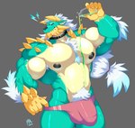 5_fingers anthro armpit_hair biceps biped body_hair countershade_torso countershading eyebrows fingers horn male muscular muscular_anthro muscular_male pecs solo mal_lock capcom monster_hunter fanged_wyvern zinogre absurd_res hi_res