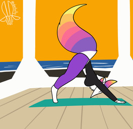 anthro belly belly_expansion big_belly black_body black_clothing black_eyes black_shirt black_topwear bottomwear breasts clothing expansion female huge_belly hyper hyper_belly hyper_pregnancy logo multicolored_body multicolored_ears multicolored_tail orange_ears orange_sky orange_tail outside pants pink_ears pink_tail pregnant pregnant_anthro pregnant_female purple_bottomwear purple_clothing purple_ears purple_pants purple_tail purple_yoga_pants rapid_pregnancy sea shirt sky solo stretching tail text thick_thighs topwear two_tone_body water white_body white_tail yellow_ears yellow_tail yoga yoga_pants daebelly dae_(daebelly) alien 2021 2d_animation animated artist_logo artist_name colored digital_media_(artwork) flat_colors hi_res signature nonbinary_(lore) trans_(lore) trans_woman_(lore)