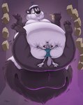 3_toes 4_fingers anthro anthro_on_anthro anthro_on_bottom anthro_on_top belly big_belly big_tail biped black_body black_fur black_hair black_nose blue_clothing blue_shirt blue_topwear body_size_growth bottomless bottomless_anthro bottomless_male box ceiling cheek_bulge claws clothed clothed_anthro clothed_male clothing container countershade_face countershade_feet countershade_fur countershade_torso countershading dessert dipstick_ears doughnut doughnut_box duo ear_markings eating eyebrows featureless_crotch feet fingers fluffy fluffy_tail food fur grey_body grey_fur hair half-closed_eyes holding_box holding_container holding_doughnut holding_food holding_object huge_belly humanoid_hands inside interspecies larger_anthro larger_male larger_on_top looking_down low-angle_view lying lying_on_ground macro macro_anthro macro_male male male/male male_anthro male_on_bottom male_on_top markings monotone_tail motion_lines multicolored_body multicolored_ears multicolored_fur multicolored_hair narrowed_eyes nude nude_anthro nude_male obese obese_anthro obese_male on_back on_bottom on_ground on_top onomatopoeia overweight overweight_anthro overweight_male pastry paws rolled_up_sleeves shirt sitting sitting_on_another sitting_on_ground size_difference size_transformation smaller_anthro smaller_male sound_effects striped_body striped_fur striped_markings striped_tail stripes tail tail_markings text toe_claws toes toony topwear transformation two_tone_body two_tone_fur two_tone_hair two_tone_tail weight_gain white_body white_claws white_countershading white_eyebrows white_fur white_hair white_inner_ear white_stripes white_toe_claws worm's-eye_view teaselbone looney_tunes warner_brothers pepe_le_pew teaselbone_(character) canid canine canis mammal mephitid skunk striped_skunk wolf 2022 digital_drawing_(artwork) digital_media_(artwork) shaded signature soft_shading