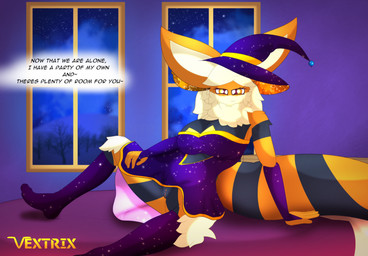 anthro anthrofied big_breasts breasts female genitals holidays magic_user mature_anthro mature_female pokemorph presentation solo text thick_thighs vulva witch vextrix halloween nintendo pokemon arc_vap arcanine eeveelution generation_1_pokemon pokemon_(species) vaporeon english_text hi_res