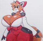 accessory anthro big_breasts bow_ribbon breasts female hair_accessory hair_bow hair_ribbon ribbons shrine_maiden solo wide_hips jumneyarts astro_(alicedapanda) ailurid mammal red_panda hi_res