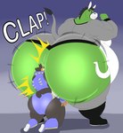 anthro ass_clapping belly between_cheeks big_belly big_butt boots bubble_butt butt clothing duo face_in_ass footwear fur grey_body grin huge_butt hyper hyper_butt male male/male mask overweight overweight_anthro overweight_male shoes size_difference smile sports_mask sportswear thick_thighs wide_hips wrestling_mask wrestling_outfit megacoolbear_(artist) bruno_silva eddie_(reagan700) asinus canid canine canis dobermann domestic_dog donkey equid equine mammal pinscher hi_res