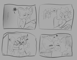 :3 anthro blush clothed clothing deep_kiss duo excited eyes_closed fur grey_background hair heart_symbol hug kissing love male male/male moan open_mouth partially_clothed romantic romantic_couple sad simple_background smile surprised tail text barcash07 domestic_cat felid feline felis mammal 2023 absurd_res comic digital_drawing_(artwork) digital_media_(artwork) english_text greyscale hi_res monochrome sketch