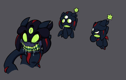 angry anthro bodily_fluids drooling empty_eyes green_eyes green_sclera green_tongue male markings multi_eye saliva sharp_teeth solo teeth tongue invdrscar sega sonic_the_hedgehog_(series) plagg_(invdrscar) alien black_arms_(sonic) chao_(sonic) hi_res