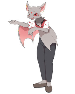anthro bat_wings bottomwear clothed clothed_anthro clothing ear_piercing fingers footwear fur grey_body grey_fur grey_wings heterochromia looking_at_viewer membrane_(anatomy) membranous_wings open_mouth open_smile pants piercing pink_inner_ear red_clothing red_sclera red_topwear red_vest shirt shoes simple_background smile solo standing topwear vest white_background white_sclera wings abyss_creature_(artist) bat mammal 2024 4:5 absurd_res digital_drawing_(artwork) digital_media_(artwork) full-length_portrait hi_res korean_description portrait