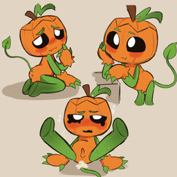 all_fours anus balls black_sclera blush bodily_fluids claws cum cum_in_ass cum_inside eyebrows food for_a_head fruit genital_fluids genitals green_claws green_eyebrows green_legs green_tail heart_symbol leaf leaf_tail leaning_on_object looking_back male multiple_poses on_butt orange_balls orange_body orange_hands orange_penis penis plant pose pumpkin pumpkin_head pupils raised_leg shadow small_penis solo spread_legs spreading stem stem_on_head sweat tail tears white_pupils young young_male slasher_(artist) blushcrunch_studio dandy's_world gourdy_holloway object_head toon_(dandy's_world) 1:1 2026 absurd_res colored digital_drawing_(artwork) digital_media_(artwork) hi_res multiple_scenes