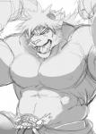 abs anthro bottomwear bulge clothing flexing hair loincloth long_hair male muscular muscular_anthro muscular_male nipples pecs solo gawein-dragon lifewonders tokyo_afterschool_summoners macan_(tas) felid mammal pantherine tiger monochrome