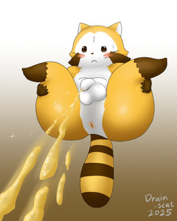 anthro anus balls blush bodily_fluids brown_body brown_fur butt fur genital_fluids genitals holding_both_legs humanoid_genitalia humanoid_penis low-angle_view male markings midair multicolored_body multicolored_fur peeing penis simple_background solo spread_legs spreading striped_markings striped_tail stripes tail tail_markings two_tone_body two_tone_fur urine urine_stream watersports white_body white_fur wide_hips yellow_body yellow_fur drain_scat rascal_the_raccoon rascal_(rascal_the_raccoon) mammal procyonid raccoon 4:5 hi_res