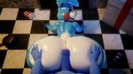 all_fours anthro big_butt big_penis blue_body blue_feathers blue_skin bottom_heavy bubble_butt butt butt_squish clothing container cup detailed_background duo erection eyelashes eyeshadow feathers femboy fingers first_person_view floppy_ears foreskin freddy_mask_(fnaf) genitals gift green_eyes hand_on_butt hat headgear headwear hot_dogging huge_butt inside looking_back machine makeup male male/male multicolored_body multicolored_skin nude party_hat penis sex short_tail squish tail thick_thighs two_tone_body two_tone_skin white_body white_skin wide_hips daws19 five_nights_at_freddy's five_nights_at_freddy's_2 scottgames freddy_(fnaf) rocco_(roccorox) toy_bonnie_(fnaf) animatronic avian bird lagomorph leporid mammal rabbit robot 16:9 2022 3d_(artwork) 4k absurd_res artist_name blender_(artwork) digital_drawing_(artwork) digital_media_(artwork) hi_res watermark widescreen