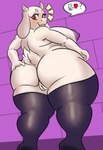 anthro areola big_areola big_butt bovid breasts butt caprine clothing female footwear genitals goat hi_res huge_butt legwear low-angle_view mammal mature_female overweight overweight_female pussy side_boob socks solo squeezysquisher thick_thighs thigh_highs toriel undertale undertale_(series) wide_hips