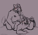 anthro blush collar duo humanoid_hands leash leash_pull male male/male nipples sex slightly_chubby tongue tongue_out orbitpaws password_(visual_novel) roswell_(password) tyson_(password) canid canine canis mammal suid suina sus_(pig) wild_boar wolf 2023 absurd_res hi_res